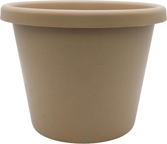 The HC Companies Classic Round Plastic Plant Pot w/Rolled Rim - Lightweight & UV Resistant Flower Pot for Herbs & More - Outdoor & Indoor Plant Pots w/Drainage (14 inch Sandstone, Pack of 1)