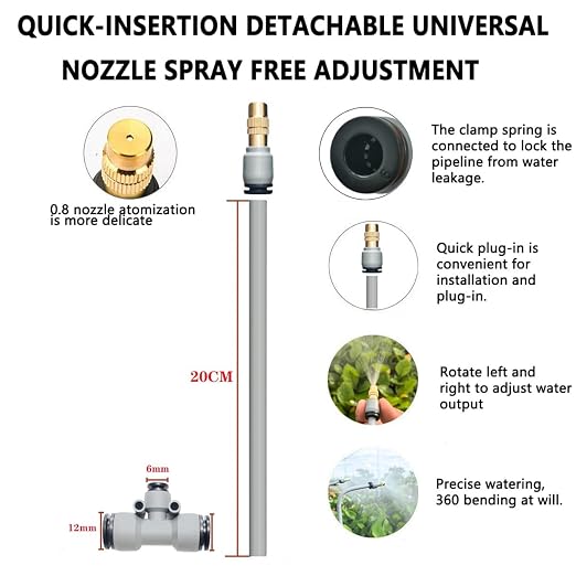 82FT Drip Irrigation Kits,Quick Connector Automatic Irrigation System,with Replaceable Bending Dropper,atomizing Copper Nozzle for Watering System for Garden Plant Lawn Patio. (25M+20Nozzles)