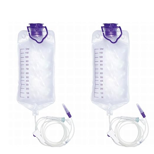 2 Pcs, 1200ml Plant Drip Irrigation Kit, Adjustable Gravity Bags with Large Bore & Tube, Plastic, Water Pressure-Driven