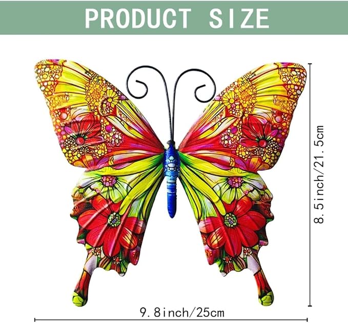 RLPZDWH Metal Butterfly Wall Art Decor, 4 Pack | 3D Metal Butterflies Outdoor Wall Art Sculpture for Garden Fence ,Yard, Backyard, Outside Wall, Patio and Balcony Decor