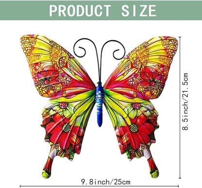 RLPZDWH Metal Butterfly Wall Art Decor, 4 Pack | 3D Metal Butterflies Outdoor Wall Art Sculpture for Garden Fence ,Yard, Backyard, Outside Wall, Patio and Balcony Decor