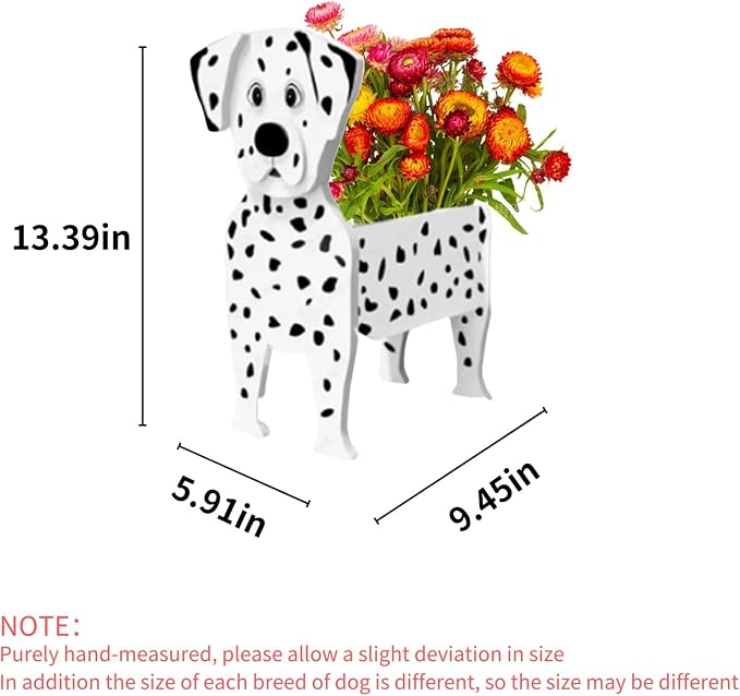 Dalmatian Dog Planter Pots, 9.45 x 5.91 x 13.35 Inches | Dog Flower Pot, Cute Animal Shaped Plant Pot, Gifts for Women & Pet Lovers, Indoor Outdoor Garden Home Office Decor