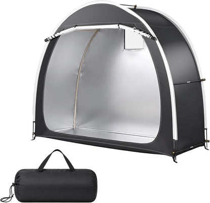 VINGLI Bike Storage Shed Tent for 2-3 Bikes, Outdoor Portable Bicycle Storage Shed with Carry Bag, Waterproof Bike Tent for Motorcycle, Garden Tools, Lawn Mower, Black