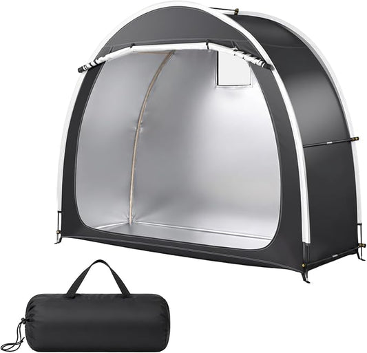 VINGLI Bike Storage Shed Tent for 2-3 Bikes, Outdoor Portable Bicycle Storage Shed with Carry Bag, Waterproof Bike Tent for Motorcycle, Garden Tools, Lawn Mower, Black
