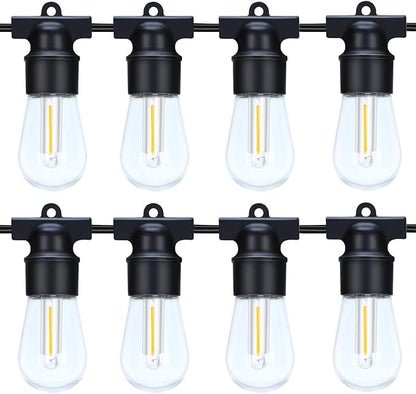 49FT LED Outdoor String Lights with S14 Shatterproof Plastic Bulbs (15+2 Spare) – ETL Listed IP65 Waterproof Patio Lights for Backyard, Cafe, Garden, Party Outdoor Lighting