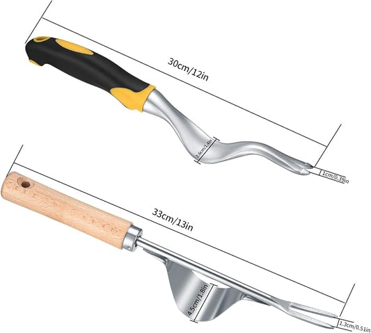 wugongshan 2 Pcs Hand Weeder Puller Tool, Manual Weed Puller Tool Kit, Garden Manual Weeder Removal Tools with V-Shaped Forks, for Garden Yard Lawn Farm Weed Roots Digging Removal Hand Tool