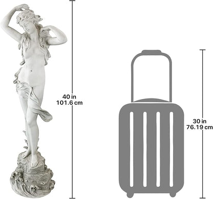 Design Toscano Spring Awakening Classic Woman Garden Statue, 14 inches wide, 40 inches tall, Cast Stone Resin, Antique Stone Finish