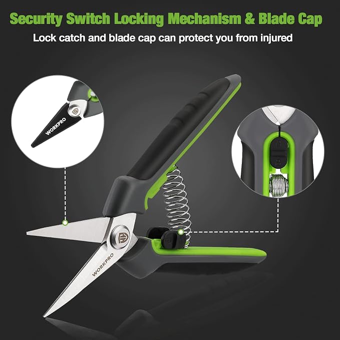 WORKPRO 2 Pack Garden Pruning Shears with Sheath, 6.5” Small Hand Pruners/Snips/Clippers- Spring Loaded & Precision Straight Blades, Microgreen Trimming Scissors for Flowers, Weeds, Indoors Bonsai | Sharp Straight Blades, Spring Loaded Design, Precisio...
