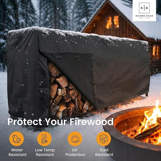 Firewood Rack Cover 8 foot - Heavy Duty - Black