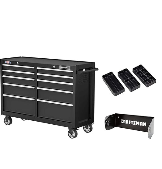 CRAFTSMAN S2000 52" Tool Chest, 10-Drawer Rolling Tool Storage Cabinet with Tray and Holder, Black (CMST352102BK)