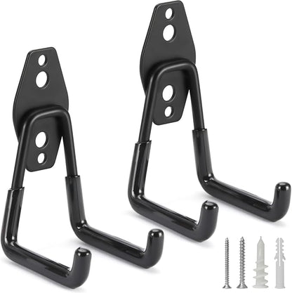 2 Pack Heavy Duty Garage Hooks Storage Organizer Wall Mount Power and Garden Tool Hangers, for Hanging Ladders, Ropes, Hose, Bulk Items