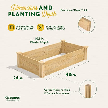 Greenes Fence Premium Cedar Raised Garden Bed, 2' x 4' x 10.5" (3/4" Thick) (2-Pack) - Made in USA with North American Cedar