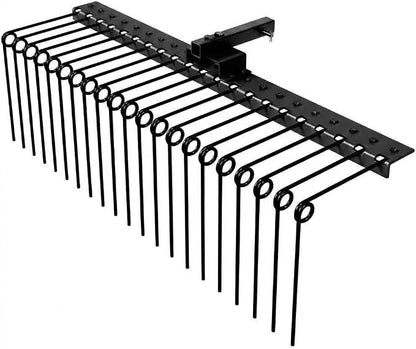 GlowSol 48-Inch Heavy Duty Tow-Behind Pine Straw & Landscape Rake for Tractor, ATV, UTV – 17 Powder-Coated Steel Tines, 2-Inch Receiver Hitch, Ideal for Lawn Leveling, Dethatching & Debris Collection