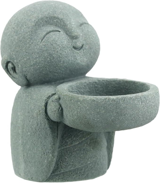 Landical Buddha Sandstone Statues, Zen Monk Praying Statue Sculptures Ornament for Wealth Good Luck Feng Shui Decor Home Office Car Decoration(Jizo Monk)