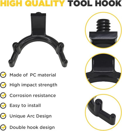 6-Pack Double-Head Shed Hooks for Suncast & Craftsman, Heavy-Duty PC | Patent-Pending Design | Holds Up to 50 lbs | Secure Threaded Installation | Weather Resistant | U-Shape | Shed Organization