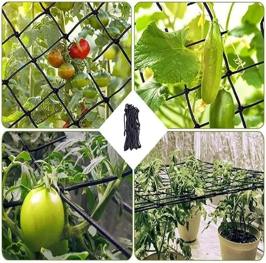 2 Pcs Scrog Net 2x4 FT Trellis Net for Grow Tent Elastic Trellis Netting with Hooks, Loop Tape, Garden Label for Indoor Plant Growing Tents Garden Plant Climbing Plants Support