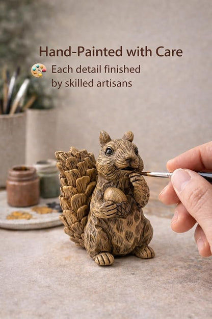 iStatue Set of 3 Resin Squirrel Figurines, Hand-Painted Woodland Animal Decor, Nature-Inspired Tabletop Statues for Home, Garden, Shelf & Gift for Women Mom Dad Girl Boy (Small)