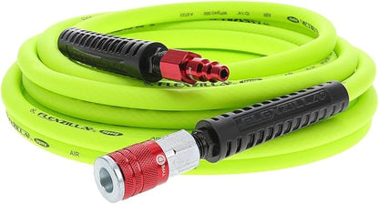 Flexzilla Air Hose with ColorConnex Industrial Type D Coupler and Plug, 1/4 in. x 25 ft., Heavy Duty, Lightweight, Hybrid, ZillaGreen - HFZ1425YW2-D
