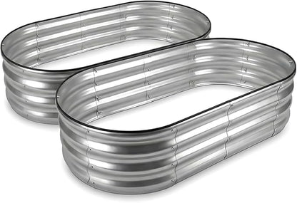 Raised Garden Bed, Metal Planter Box, Raised Planter, Outdoor Planting, 2 PCS of 4x2x1 ft, Silver