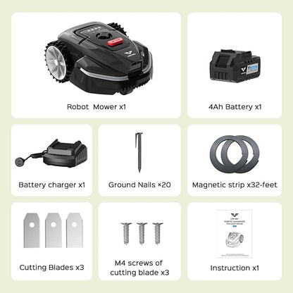 V3 Robotic Lawn Mower with AI Vision Obstacle Avoidance, Smart APP Control, Low-Noise Operation, Adjustable Cutting Height, No-Go Zones, Ideal Robot Lawn Mower for Lawns Up to 1600 Sq.Ft