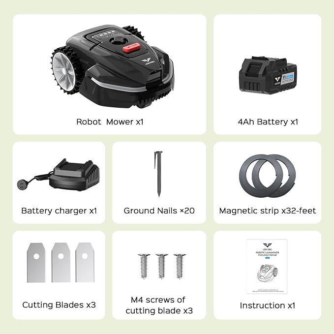 V3 Robotic Lawn Mower with AI Vision Obstacle Avoidance, Smart APP Control, Low-Noise Operation, Adjustable Cutting Height, No-Go Zones, Ideal Robot Lawn Mower for Lawns Up to 1600 Sq.Ft