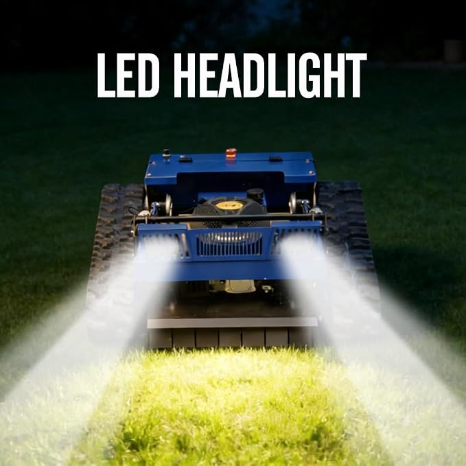 Remote Control Lawn Mower, Small Petrol 7.5HP Tracked All Terrain Weed Whacker for Garden, Lawn and Farm Complex Terrain Slopes