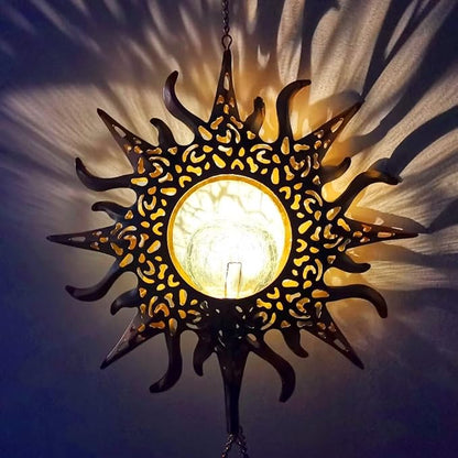 Solar Sun Wind Chimes for Outside Unique Gardening Gifts for Women Mom Grandma Crackle Glass Ball LED Wind Chimes Solar Lights Outdoor Decor Decorative Light for Garden Patio Yard Porch