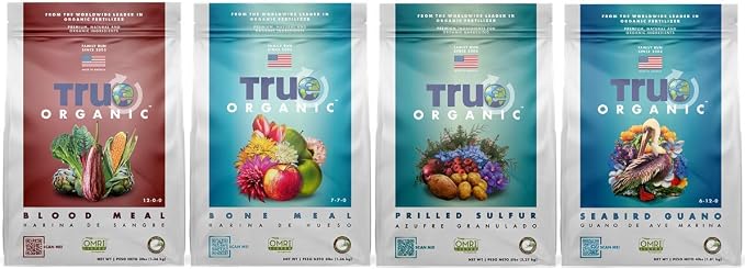True Organic Blood Meal Granular Fertilizer 3 lbs + Jobe's Organics Granular Garden Fertilizer for Vegetable Gardens 4 lbs