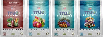 True Organic Blood Meal Granular Fertilizer 3 lbs + Jobe's Organics Granular Garden Fertilizer for Vegetable Gardens 4 lbs