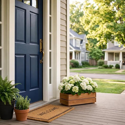THYOI Premium Wooden Planter Box, Storage Box 17" L x6 W x5.5 H with Crate Style, Acacia Wood Flower Container, Rustic Rectangle Planter for Planting, Decor and Storage - 3 Colors (Natural)