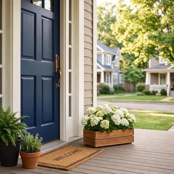 THYOI Premium Wooden Planter Box, Storage Box 17" L x6 W x5.5 H with Crate Style, Acacia Wood Flower Container, Rustic Rectangle Planter for Planting, Decor and Storage - 3 Colors (Golden Walnut)