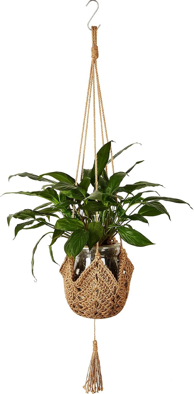 Shappy 1 Pack Boho Macrame Plant Hanger, Large Hanging Planter Plant Holder Pot Hanger Hanging Basket Wall Planters, Plants Lover Gift for Indoor Garden (Classic,Brown)