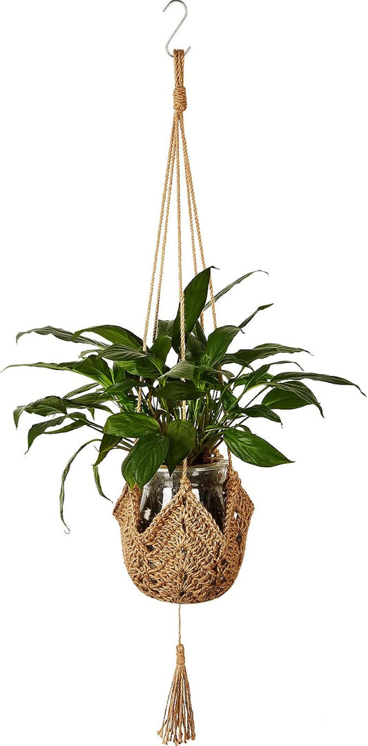 Shappy 1 Pack Boho Macrame Plant Hanger, Large Hanging Planter Plant Holder Pot Hanger Hanging Basket Wall Planters, Plants Lover Gift for Indoor Garden (Classic,Brown)