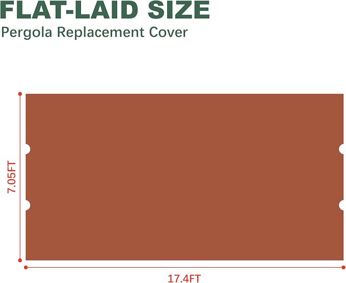85''x 208'' Universal Doubleton Steel Pergola Replacement Cover for Pergola L-PG080PST,(Rust Red)