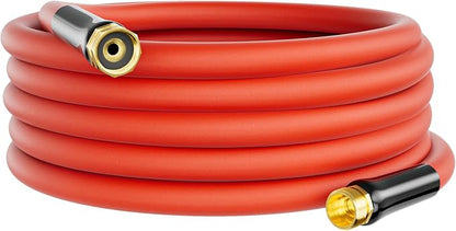 5/8" Hot/Cold Garden Water Hose 25ft, -50℉ to 190℉, Flexible & Lightweight, Heavy Duty Rubber Pipe with 3/4" Brass Fittings for All-weather Outdoor, Yard, Farm, Red