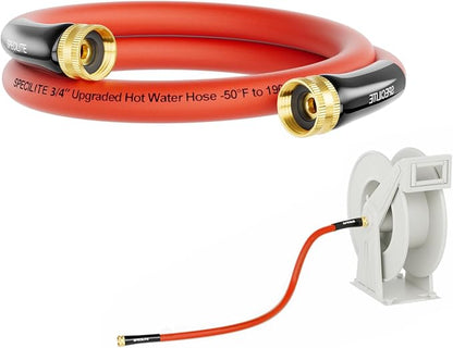 SPECILITE 3/4" Female to Female Hot/Cold Short Leader Hose 3 ft, -50℉-190℉, Flexible & Lightweight Rubber Hoses for Yard, Outdoor, Farm, Red
