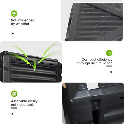 80 Gallon (300L) Large Capacity Static Compost Bin - Forest Green Outdoor Waste Composter with Easy-Access Hatch, Efficient Aeration System for Fast Organic Fertilizer, Sturdy Design