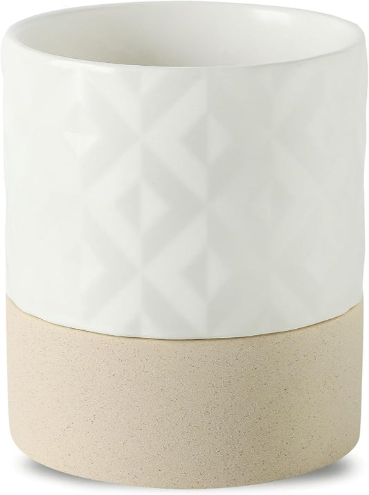 Nihow Ceramic Self Watering Plant Pot for Indoor Plants, 6 Inch,Cream White | Planter with Cotton Wick, Drainage Hole & Water Storage Plus, Cylinder Round Flower Pot, For Succulent/Herbs/Violets
