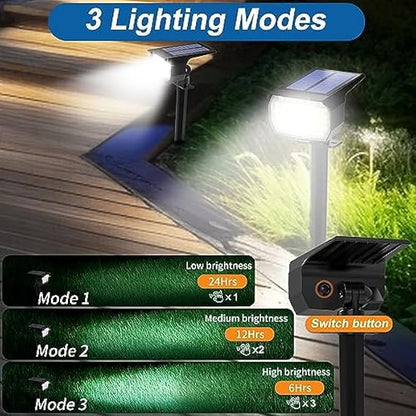 WENATY Solar Spot Lights Outdoor Waterproof IP65, 6 Pack Landscape Spotlights with 46 LEDs, 3 Modes Auto On/Off Solar Powered Flood Lights for Outside Pathway, Yard, Garden, Walkway (Cool White)