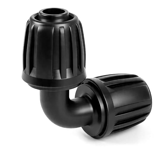 Drip Irrigation Elbow Fittings, 10 Pieces 1/2'' Dripline Locked Barbed Elbow Connectors for 1/2 Inch Irrigation Tubing (1/2" ID x 0.670" OD) 90 Degree Corner for Garden Sprinkler Systems