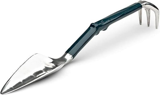 Kings County Tools Combo Garden Hand Tool | Combination Trowel & Rake | Trake Measures 17” | Use for Weeding, Planting and Transporting | Polished Cast-Aluminum