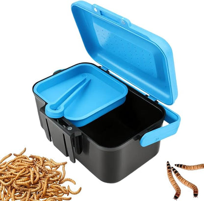 Small Size Mealworms Breeding Box Mealworms Feeding Kit to Breed Live Worms for Small Reptile Spider Manti Insects (Blue)