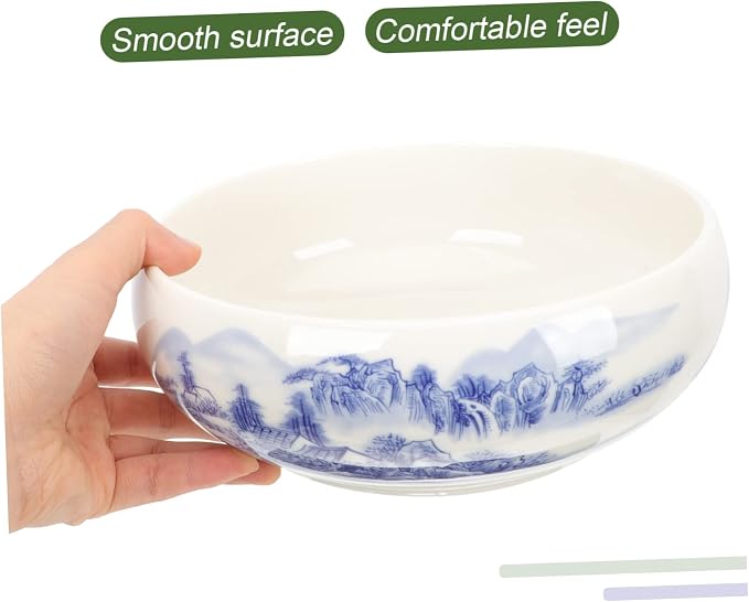 Milisten 7.87 Inch Hydroponic Plant Pot Ceramic Planter Vase Chinese-Style Lotus Daffodil Flowerpot for Home Office Garden Decoration