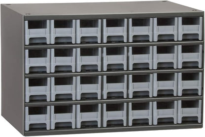 Akro-Mils Steel Garage Storage Cabinet, Small Parts Organizer Metal Cabinet for Hardware, Nails, Screws, Bolts, Nuts, and More, 17" W x 11" D x 11" H, 28-Drawer, Gray Cabinet/Gray Drawers (19228)