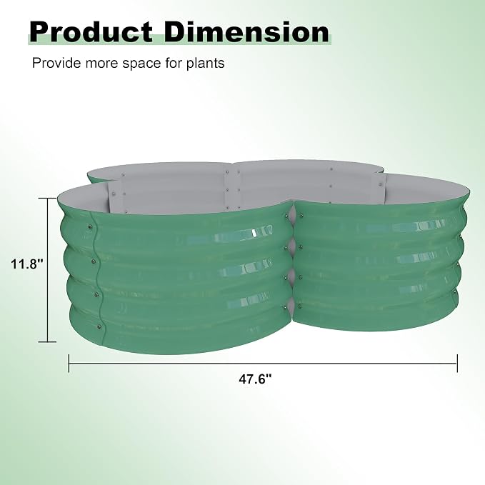 Garvee 2 Pack Galvanized Raised Garden Bed, Petal-Shaped, 4x4x1ft, Green | Metal Planter Box Combines into 4 Circles, Open Base for Veggies, Herbs & Flowers, Rust-Resistant Outdoor Garden Bed