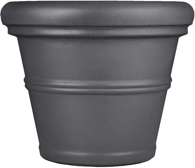 Tusco RR135SL Rolled Rim Planter, 13.5", Slate