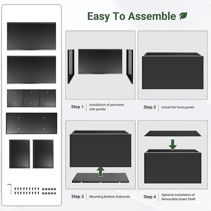 Metal Planter Box 30” x 12” x 16”, Tall Rectangle Planter Box | with with Drainage Holes & Rust-Proof Coating, Modern Outdoor/Indoor Black Planter Box for Porch, Garden, Patio, Yard