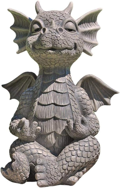 Garden Dragon Figures, Dragon Buddha Art Sculptures, Resin Dragon Statue, Zen Yoga Dragon Home Garden Decoration for Outdoor Backyard Veranda