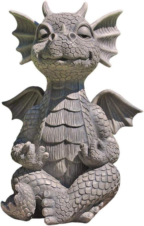 Garden Dragon Figures, Dragon Buddha Art Sculptures, Resin Dragon Statue, Zen Yoga Dragon Home Garden Decoration for Outdoor Backyard Veranda