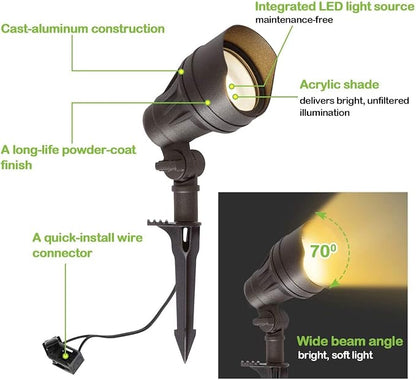 hykolity Low Voltage LED Landscape Kits, 12V-15V Pathway Flood Light Kits | 10W 390LM and 3.4W 155LM Wired for Outdoor Yard Lawn, Die-cast Aluminum, 50W and 30W Equivalent, 8 Pack